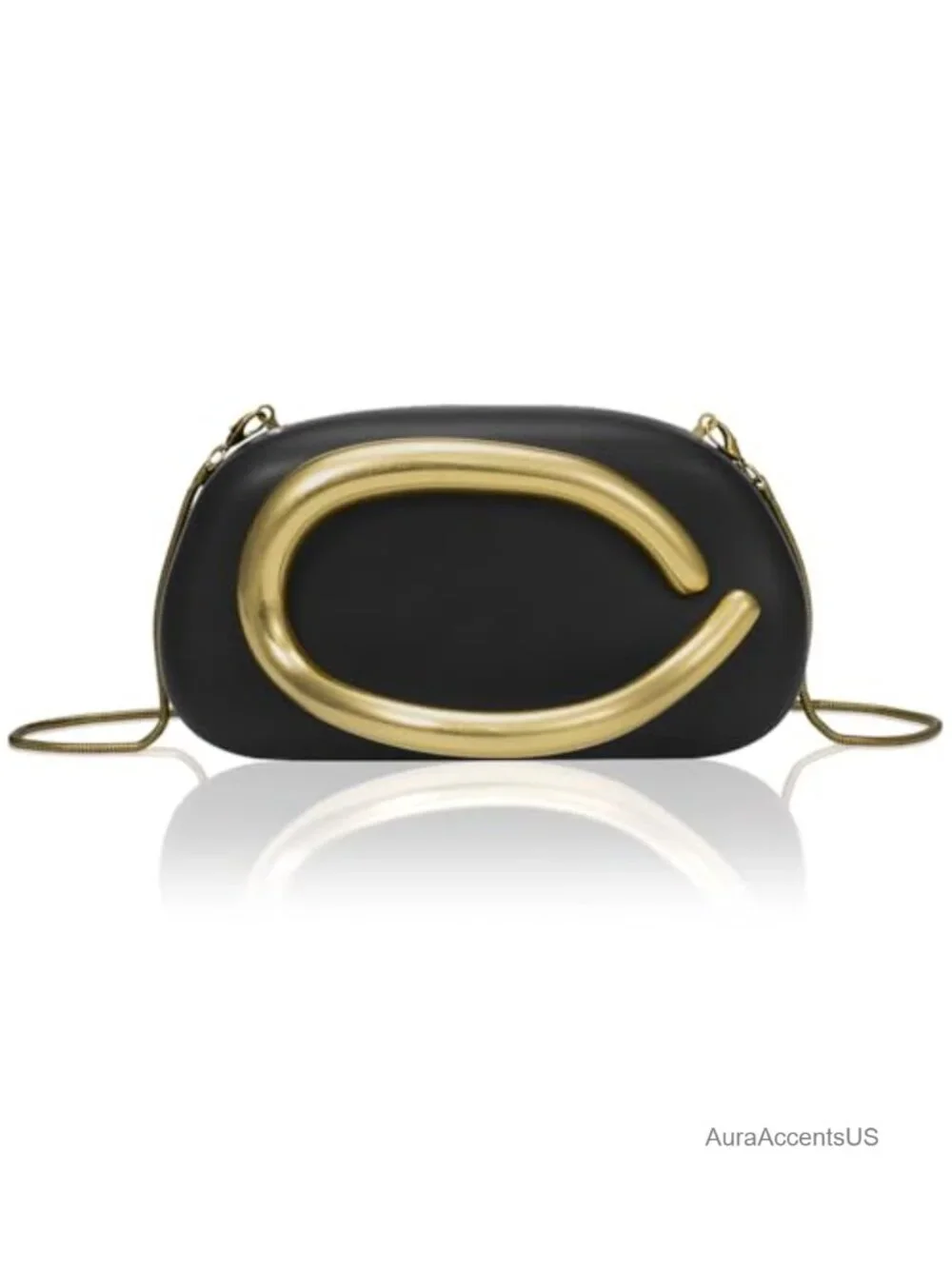 PU Leather Evening Handbags Clutch Purse with Chain Crossbody Metal Decoration